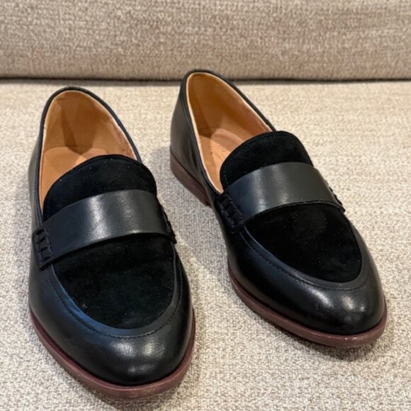 Madewell Penny Loafers in Suede and Leather - True Black, Size 6 - Picture 1 of 5